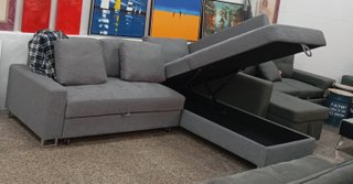 Sofá Cama "Febe" Tela, Chaiselong, Arcón. ¡OFERTA!