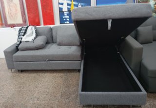 Sofá Cama "Febe" Tela, Chaiselong, Arcón. ¡OFERTA!