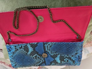 Bolso Madmacarena Piel Serpiente Azul/Rosa