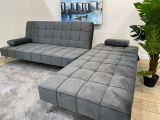 Sofá-cama chaise-longue gris terciopelo