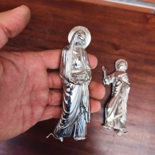 Figuras religiosas metálicas vintage placas