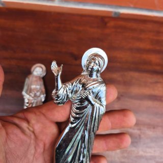 Figuras religiosas metálicas vintage placas