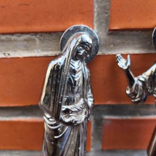 Figuras religiosas metálicas vintage placas
