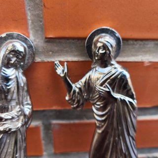 Figuras religiosas metálicas vintage placas