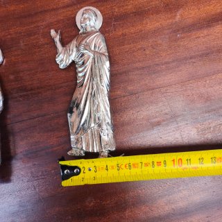 Figuras religiosas metálicas vintage placas