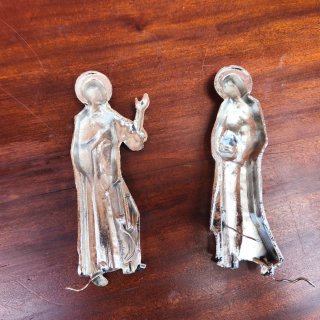 Figuras religiosas metálicas vintage placas