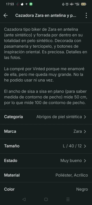 Cazadora Zara en antelina y pelo con pasamanería