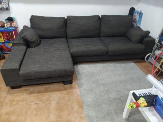 Chaiselongue gris tela
