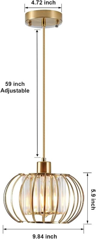 2 Lámparas Colgantes Doradas Cristal Inalámbrica