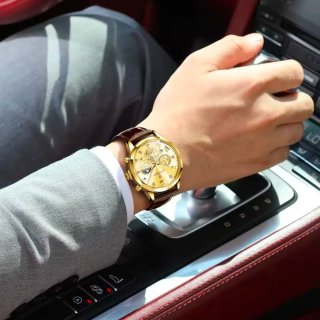 Reloj Poedagar Dorado y Marrón Hombre