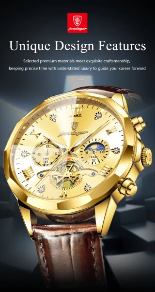 Reloj Poedagar Dorado y Marrón Hombre