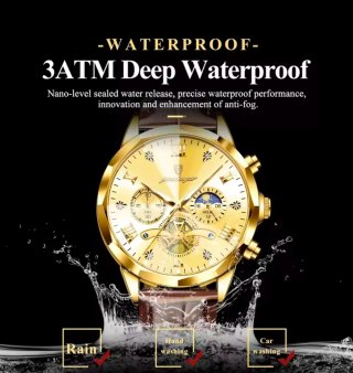 Reloj Poedagar Dorado y Marrón Hombre