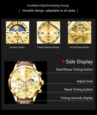 Reloj Poedagar Dorado y Marrón Hombre