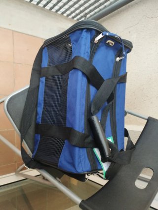 Transportín Perro Avión Negro y Azul