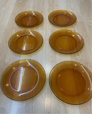 6 Platos Duralex Ámbar Vintage