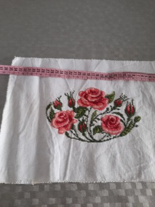 Cuadro punto de cruz flores rosas