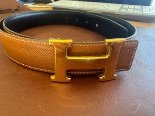 Cinturón Hermès H reversible 100 cm marrón/negro