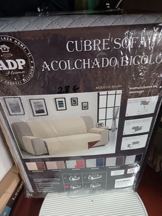 Funda sofá acolchada bicolor 3 plazas