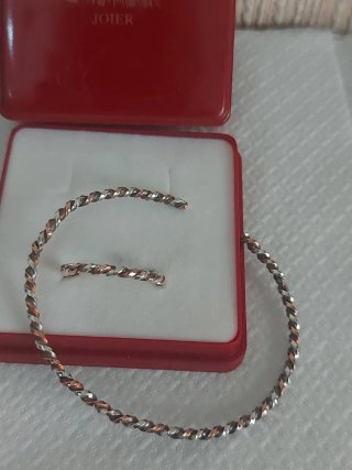 Anillo y pulsera rígida plata 925mm y cobre
