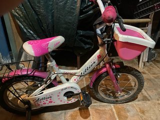 Bicicleta infantil Lillier rosa y blanca 3 años