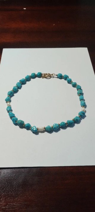 Collana boho chic Howulite Turchese e Perle