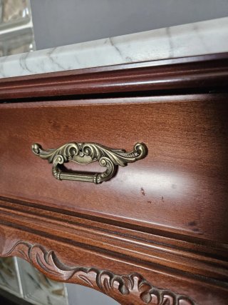 Mueble recibidor clásico madera y mármol
