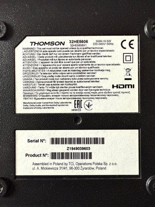 TV Thomson 32 Negra + Soporte Pared