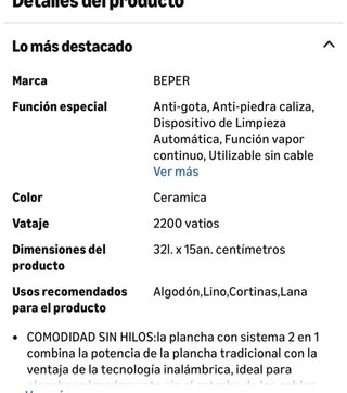 Plancha Vapor Inalámbrica Beper 2200W