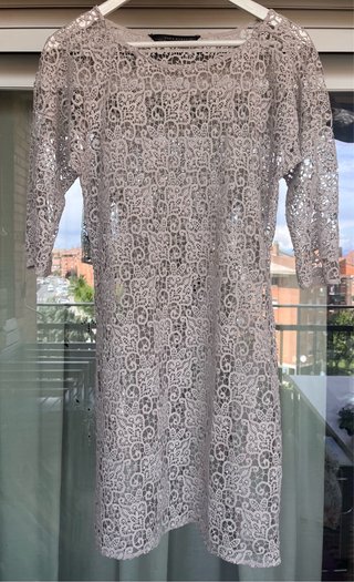 Vestido Zara encaje beige evento T S
