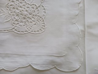 Lenzuolo e federe vintage ricamato cotone