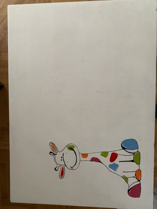 Mesa infantil de madera con jirafa pintada a mano
