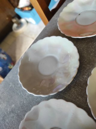 Lote 5 platillos flor porcelana iridiscente