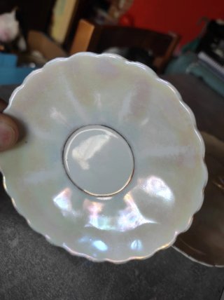 Lote 5 platillos flor porcelana iridiscente