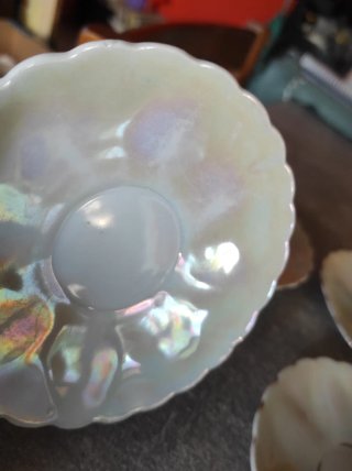 Lote 5 platillos flor porcelana iridiscente