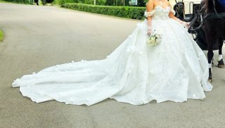 Vestido de Novia Blanco con Flores y Brillo