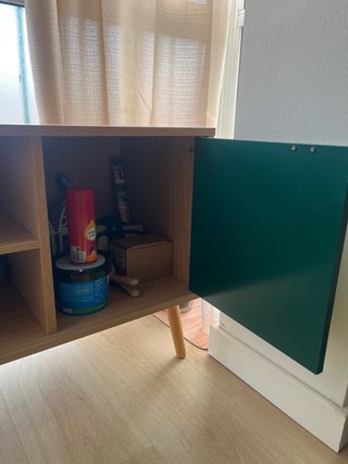 Mueble TV madera y cuero