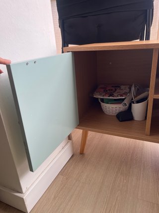 Mueble TV madera y cuero