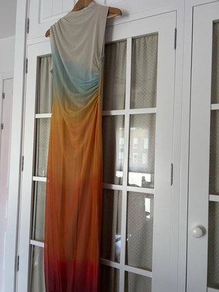 Vestido Desigual Beige y Turquesa