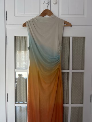 Vestido Desigual Beige y Turquesa