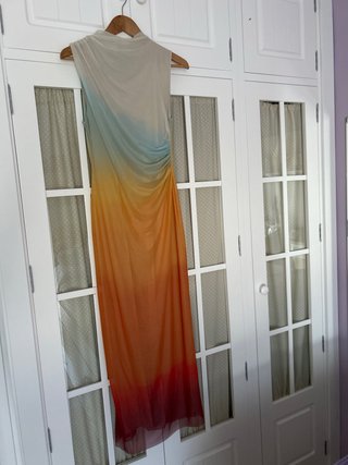 Vestido Desigual Beige y Turquesa