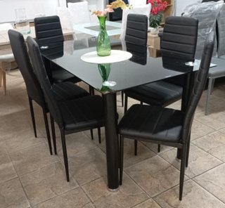 Mesa* Comedor + (6) Sillas, Negras. ¡OFERTA!