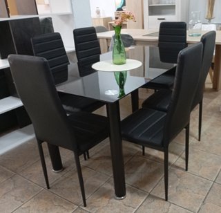 Mesa* Comedor + (6) Sillas, Negras. ¡OFERTA!