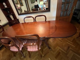 Mesa extensible madera maciza con 6 sillas