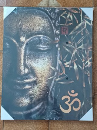 Cuadro Buda Zen con Símbolo Om y Bambú