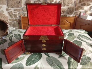 Mueble Joyero Antiguo Madera y Metal