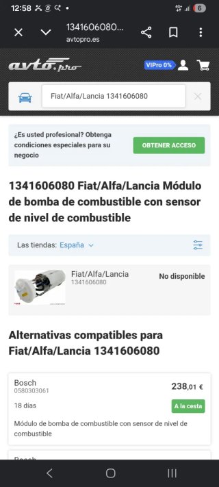 Módulo Bomba Combustible Fiat/Alfa/Lancia