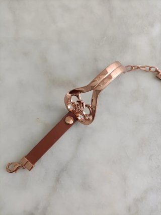 Pulsera Guess Corazón Dorado y Marrón