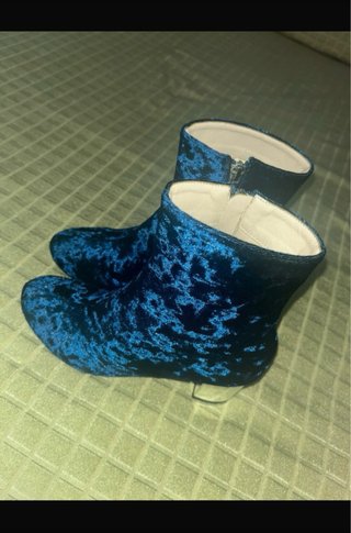 Botas azules terciopelo tacón plateado