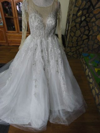 Vestido de Novia Blanco y Plateado