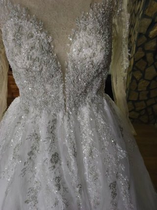 Vestido de Novia Blanco y Plateado
